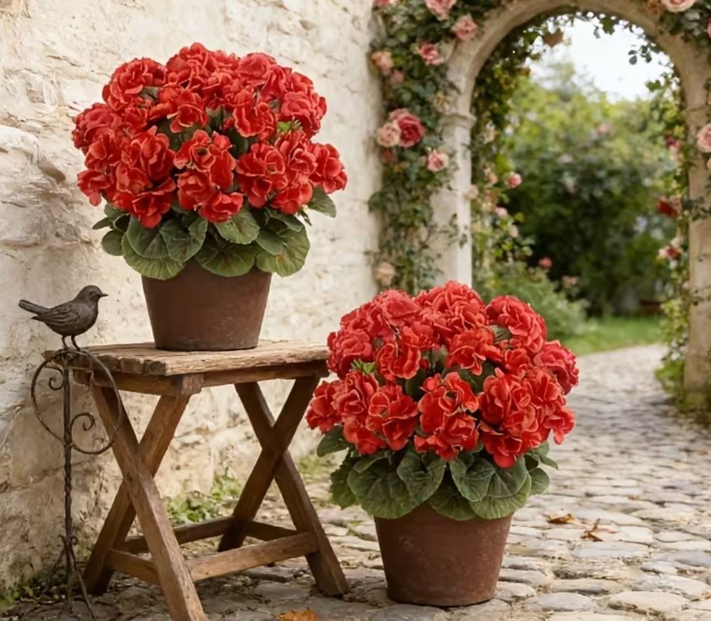 Pflanzen & Samen: Künstl. Geranium stehend (rot 30 cm) – Neu und originalverpackt aus Langenbruck von Gumsi