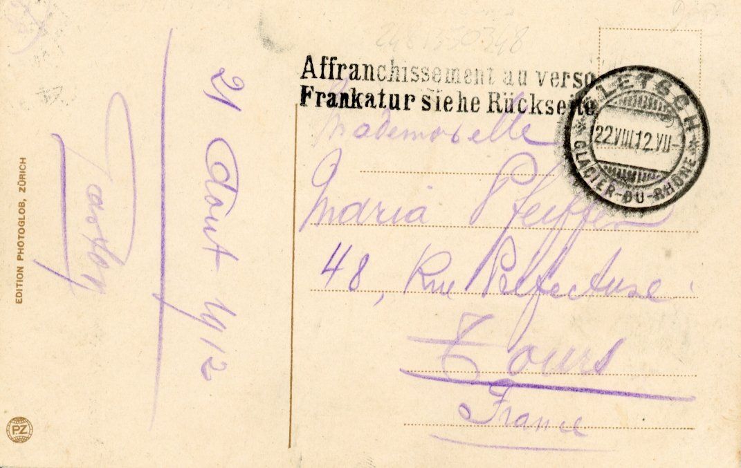 Cartoline postali: Gletsch  VS  -   Schweizerische Gebirgs-Post      um 1912 – Usato da Brig venduto da Valcards54 1