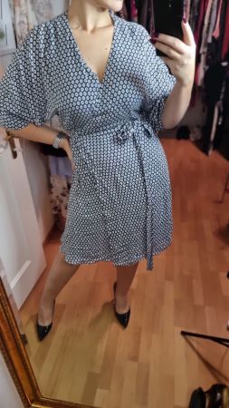 Wickelkleid schwarz weiss Muster Gr. 40/L elegant 👗