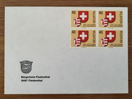 Ersttagsbrief FDC mit 4 Briefmarken 40Rp Jura Helvetia