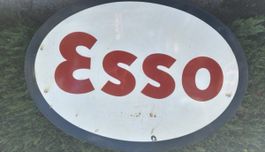 Plaque émaillée ovale Esso vintage 