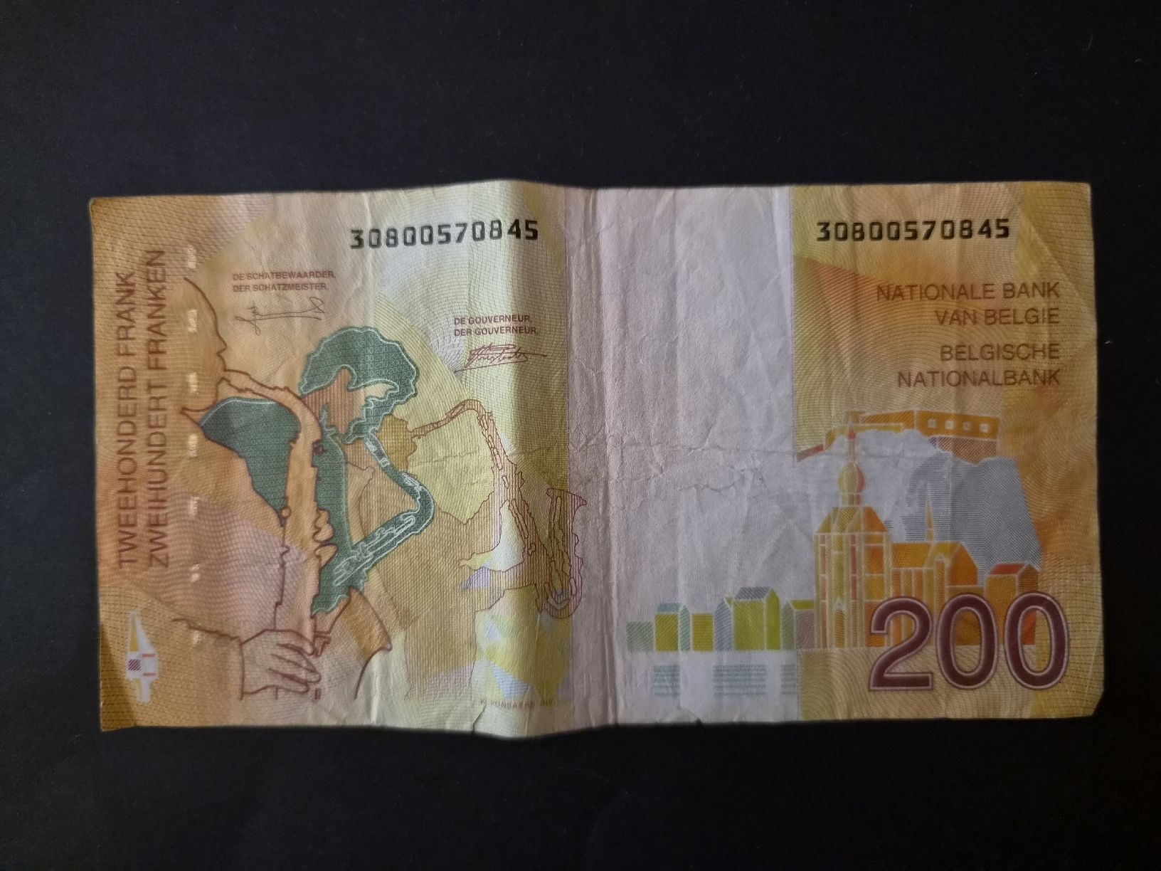 Banknoten: Belgique 1995 200 francs P148 – Gebraucht aus Versoix von rucio 1