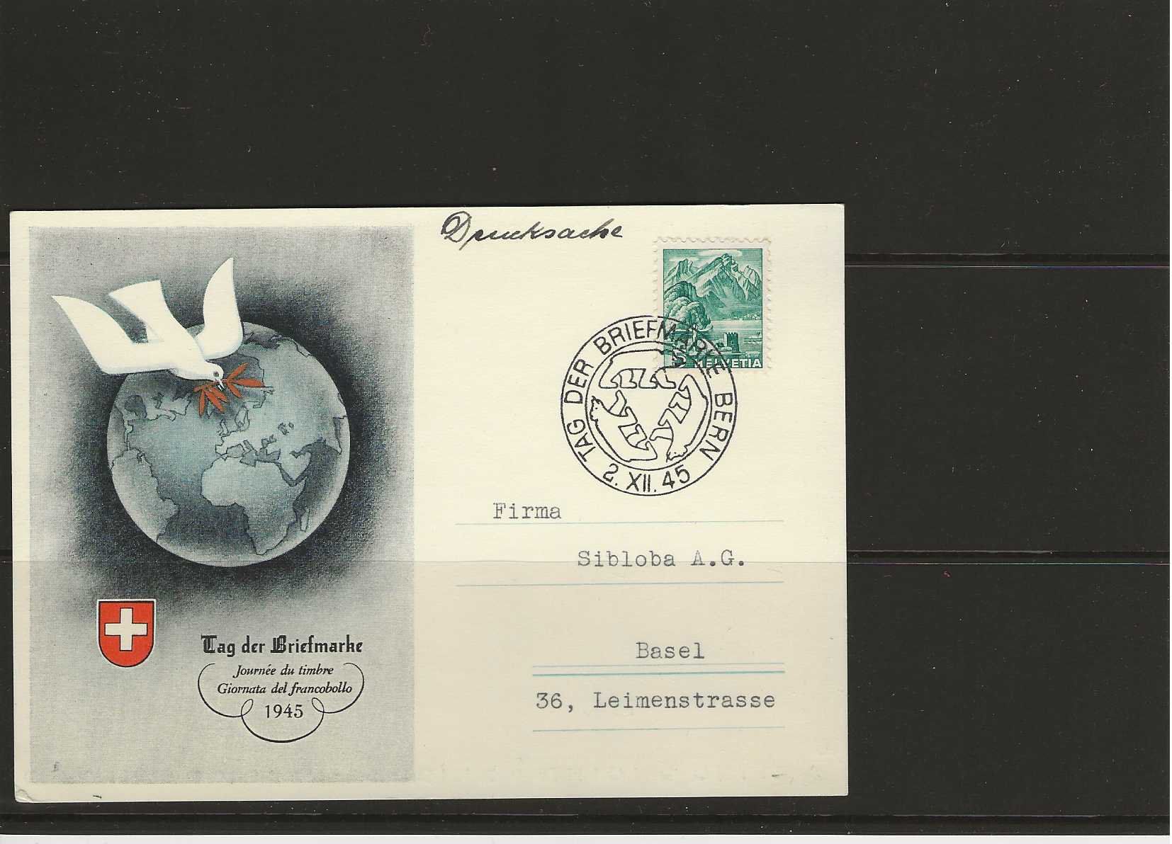 Cartoline postali: carte journée du timbre 1945 – Usato da Sorvilier venduto da carose01