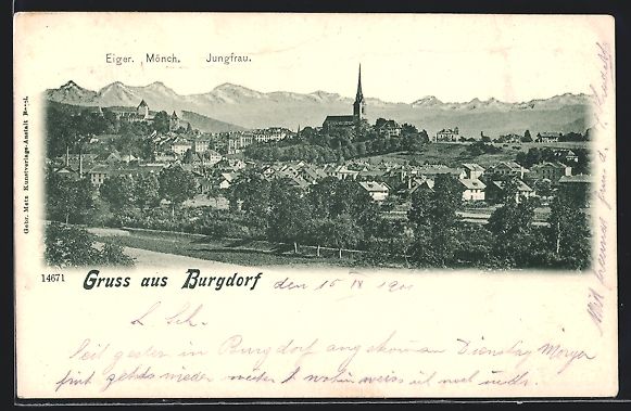 Cartes postales: Burgdorf, Teilansicht mit Eiger, Mönch  – D'occasion à Berlin par bartko-reher