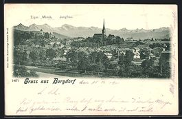 Burgdorf, Teilansicht mit Eiger, Mönch 