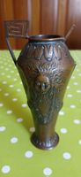 Vase Kupfer 1912 Sun face Jugendstil 14cm. von A.Des Combes
