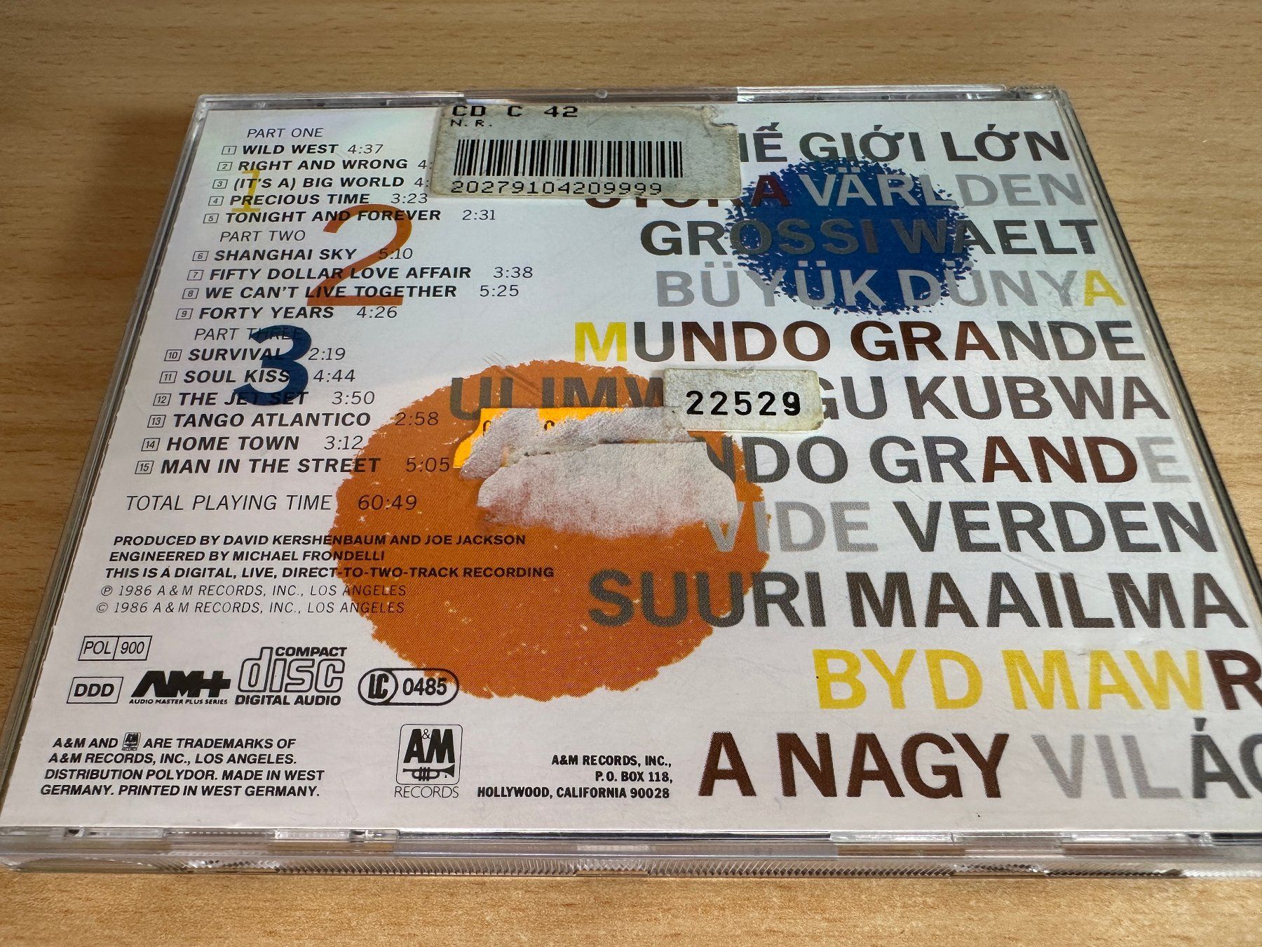 CD: Joe Jackson – Big World – Usato da Rikon im Tösstal venduto da Alpenmutz 1
