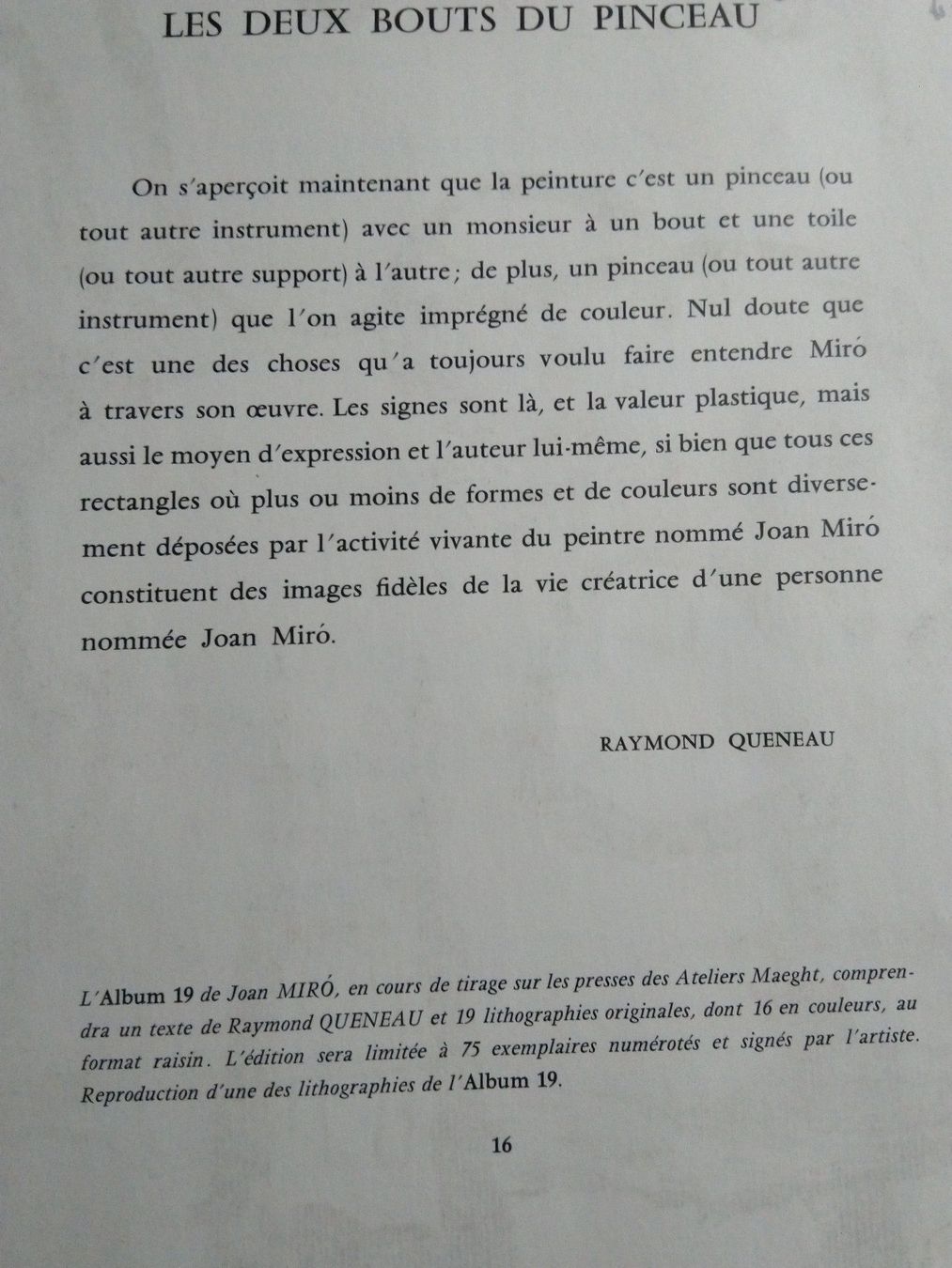 Grafica & Litografie: Joan Miro  "Les deux bouts du Pinceau" – Usato da Binningen venduto da blackhorse08 1