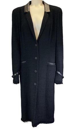 Chanel Mantel Tweed Schwarz Gr. 40