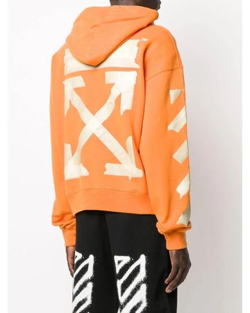 Off-White Hoodie Orange Tape Arrows Logo Gr L Herren Pulli