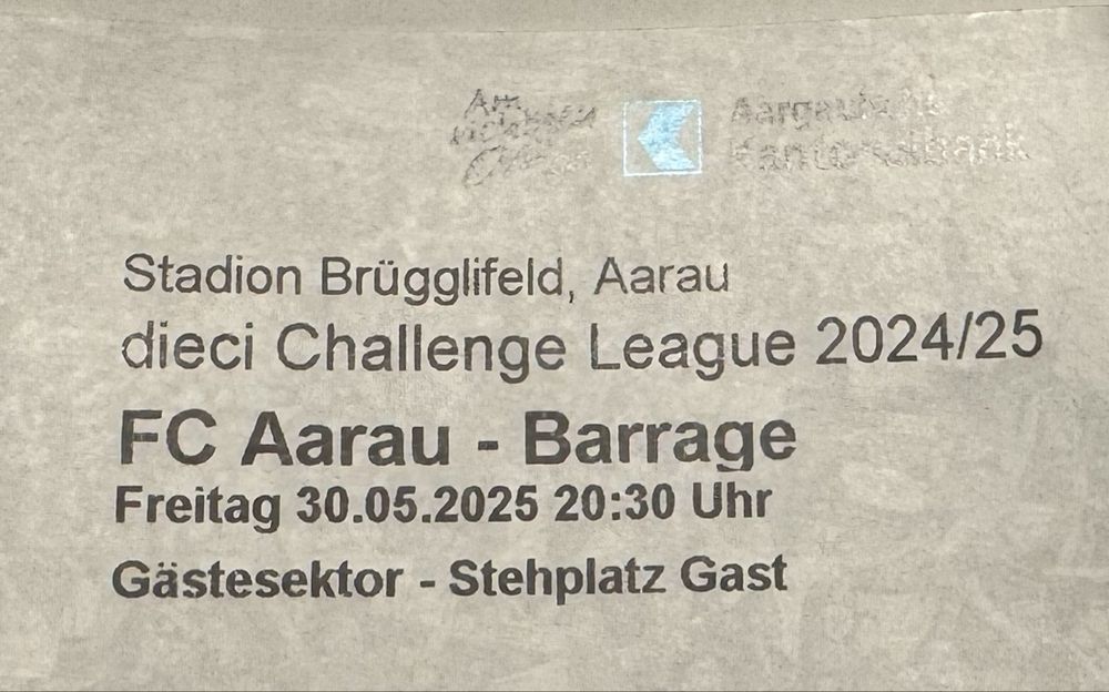 Tickets: Fc Aarau - Gcz  Gästesektor Ticket – Neu und originalverpackt aus Lenzburg von Meister_k 1