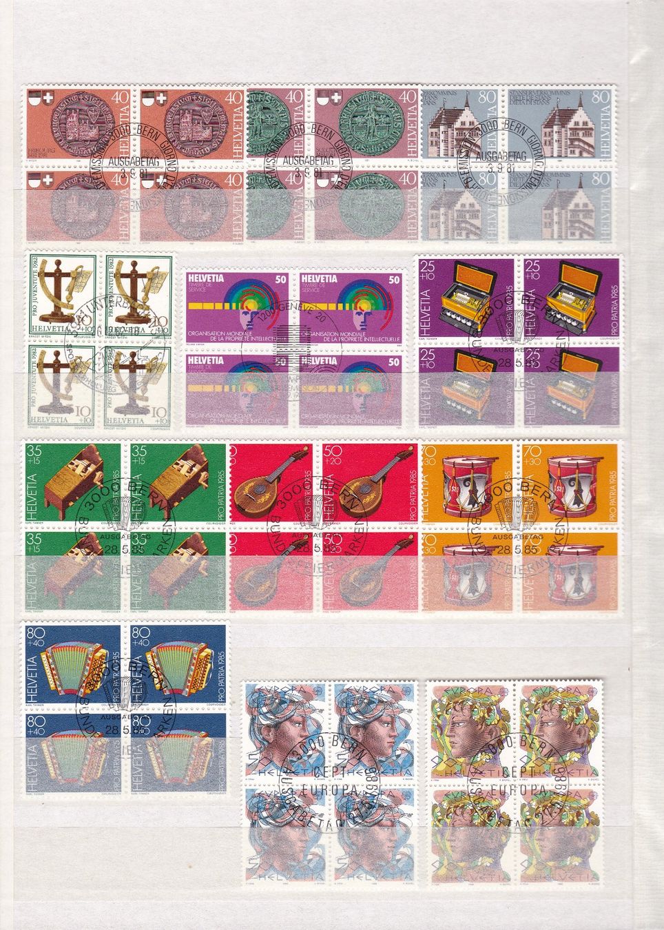 Alle Briefmarken: SCHWEIZ  4er-Block Sammlung – Gebraucht aus Gretzenbach von Sikim 4