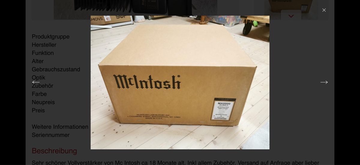 McIntosh Amplificatori: McIntosh MA 9500 mit Garantie – Usato da dietlikon venduto da avspalinger 1
