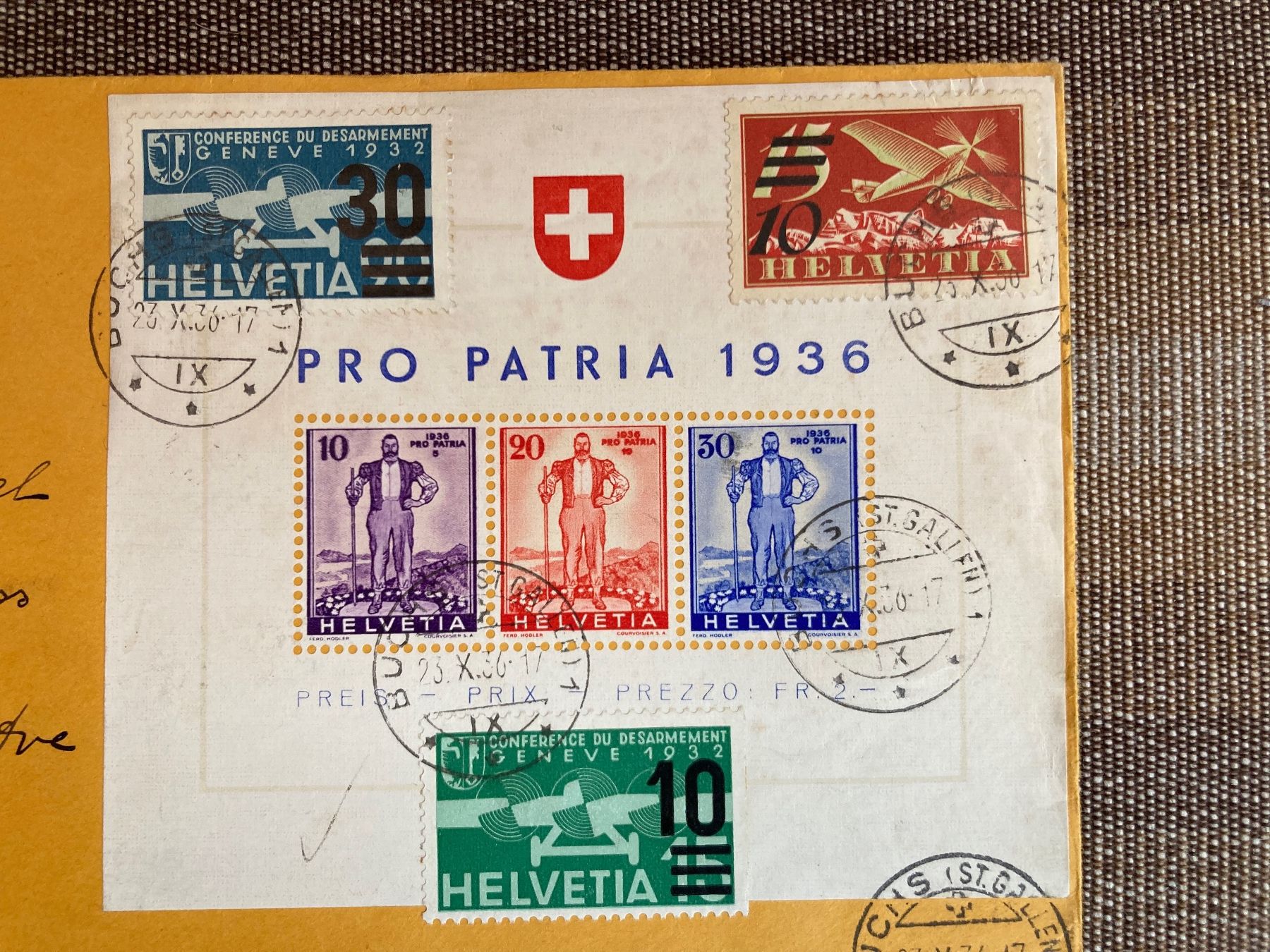 Tutti i francobolli: FDC Pro Patria Block von 1936 , Flugpost , Kat. 2000.-- – Usato da Aesch BL venduto da Geowaz 1
