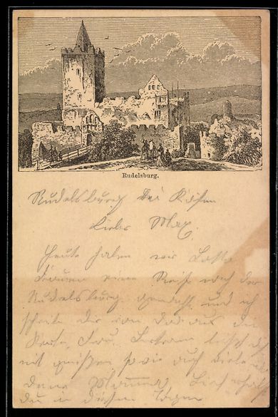 Ganzsachen: Vorläufer-Lithographie Rudelsburg, 1893 – Gebraucht aus Berlin von bartko-reher