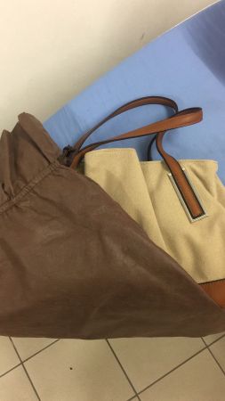 Beige Handtasche mit braunen Details - Nie benutzt