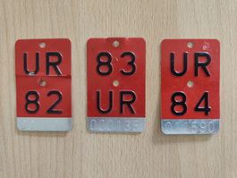 Velonummern  UR 82   UR 83   UR 84