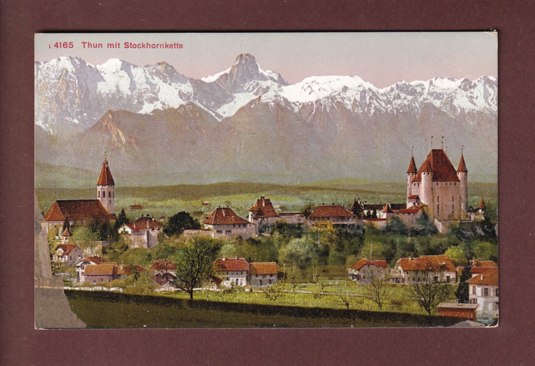 Cartoline postali: THUN - Kirche - Schloss - Stockhornkette – Usato da Pully venduto da nicecards
