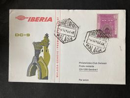 Spanien 1967 Flugbrief DC-9 1.Flug Iberia Malaga Genf