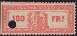 100 Fr Fiskalmarke vom Kanton WALLIS