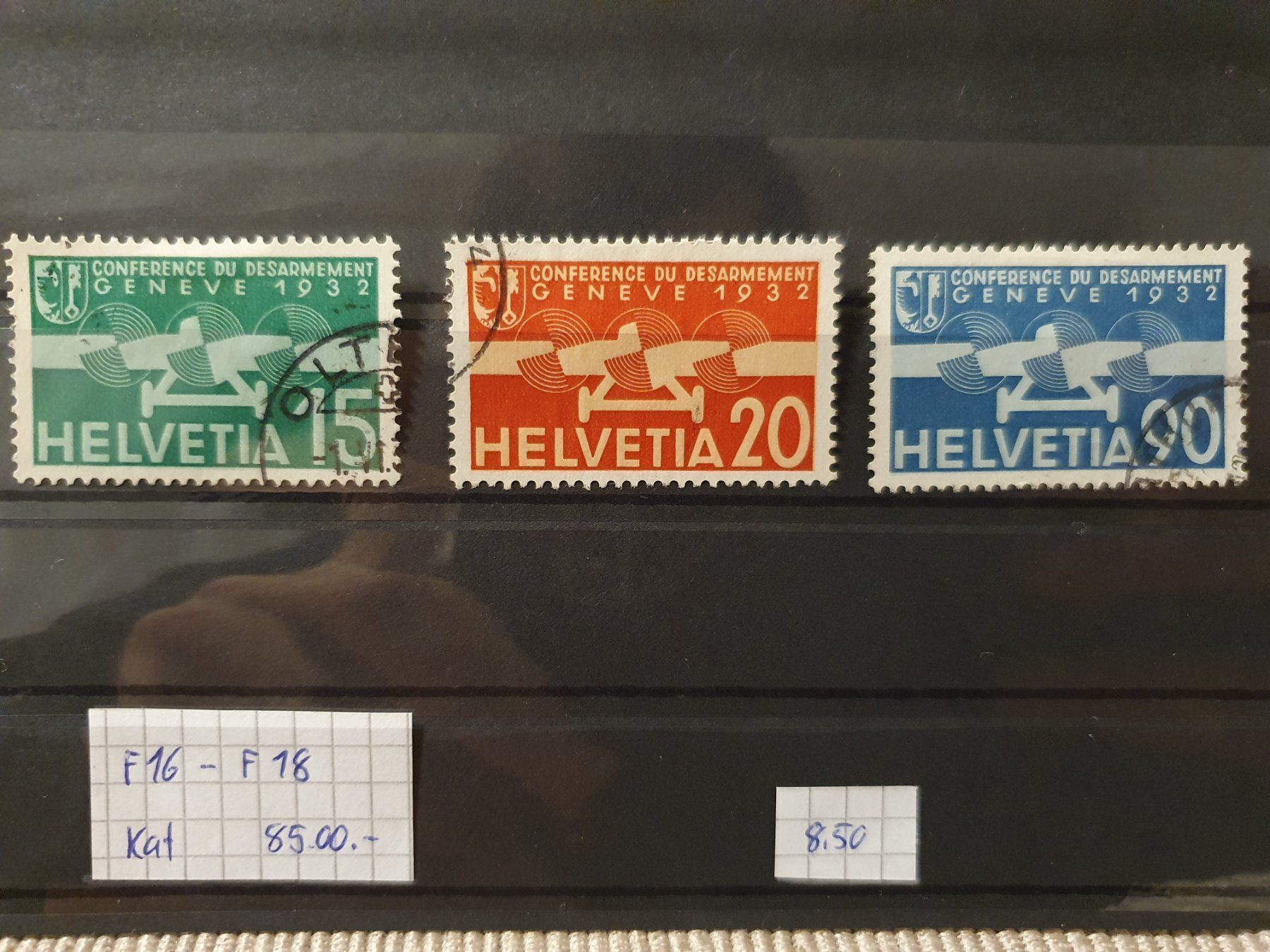 Tutti i francobolli: F16 - F18 Kat. 85.00 – Usato da Balgach venduto da SIMEON27