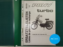 Pony turbo Ersatzteilliste März 1985