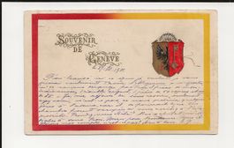 AK 1901 Souvenir de Genève Prägekarte gelaufen nach Odessa🤩