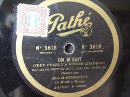 Disque 78 tours Pathé saphir 30cm Mistinguett et Jean Gabin