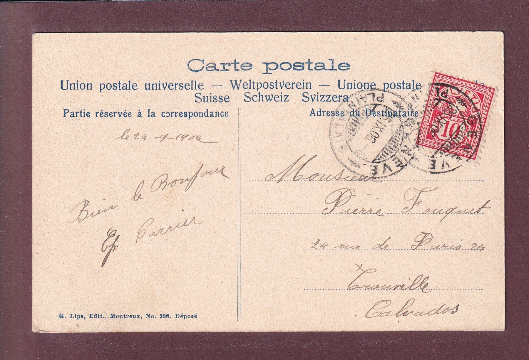 Ansichtskarten: GENEVE - 11 images - 1906 – Gebraucht aus Pully von nicecards 1