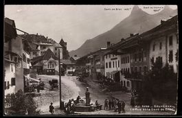 AK Gruyeres, Rue et le Dent de Broc, Straßenansicht mit Brun