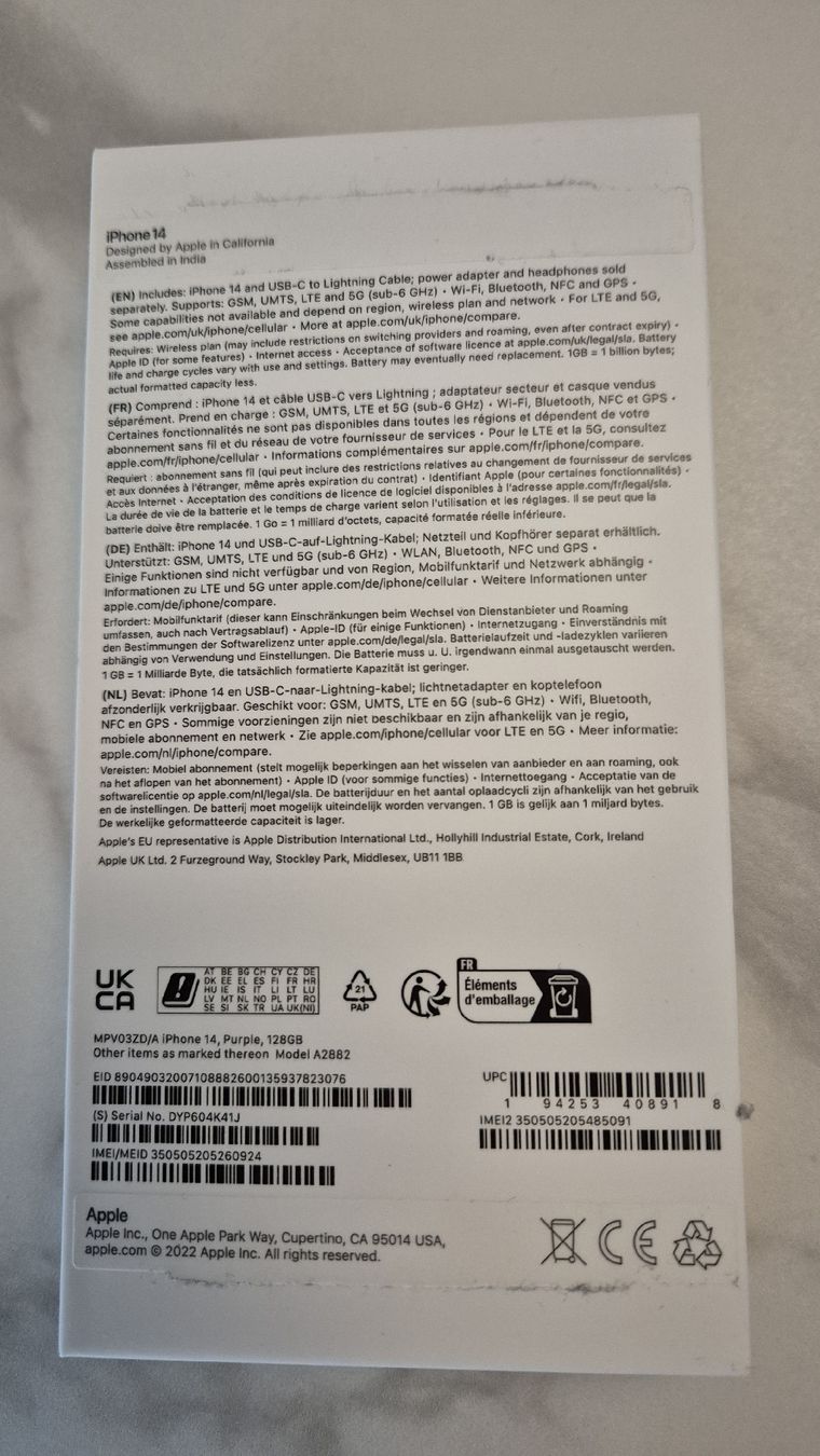 Apple Portables: I Phone 14 128 GB Purpel – D'occasion à Ennetaach par MStr74 6