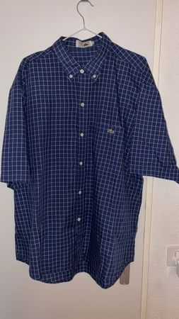 Chemise manches courtes Lacoste carreaux bleu XXL