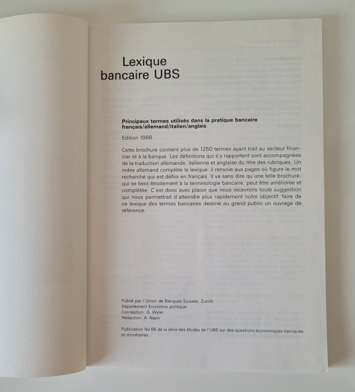 Libri: Lexique bancaire UBS Edition 1988 – Usato da Zürich venduto da fourpaws 3
