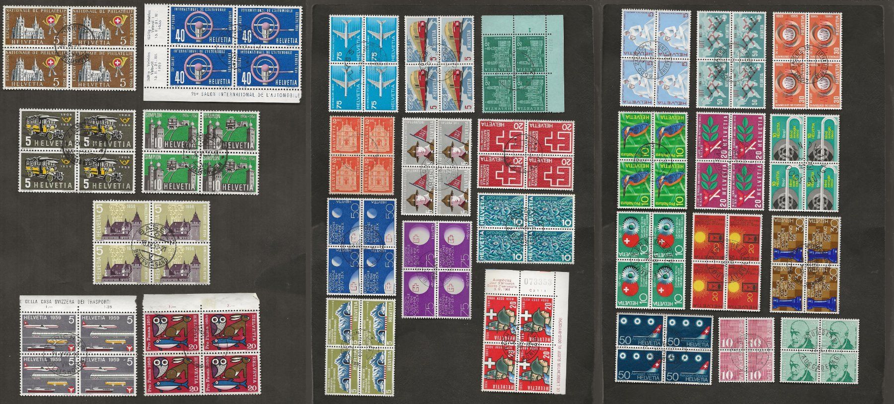Alle Briefmarken: Schweiz 30 Viererblock ab 1955 – Gebraucht aus Au ZH von xelagreb01