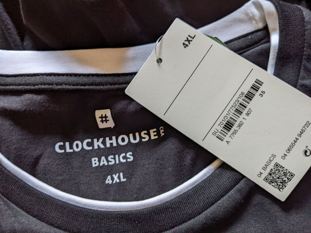 CLOCKHOUSE T-shirt noir et blanc 3XL-4XL (Neuf avec emballage d