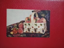AK Stilleben antik Color 1917 Früchte Körbchen