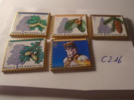 5 ver Projuventute 92 Briefmarken Pins (C216)