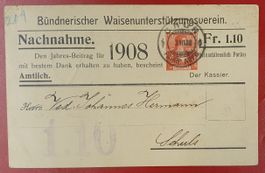 Ganzsache 1908 -  Bündnerischer Waisenunterstützungsverein