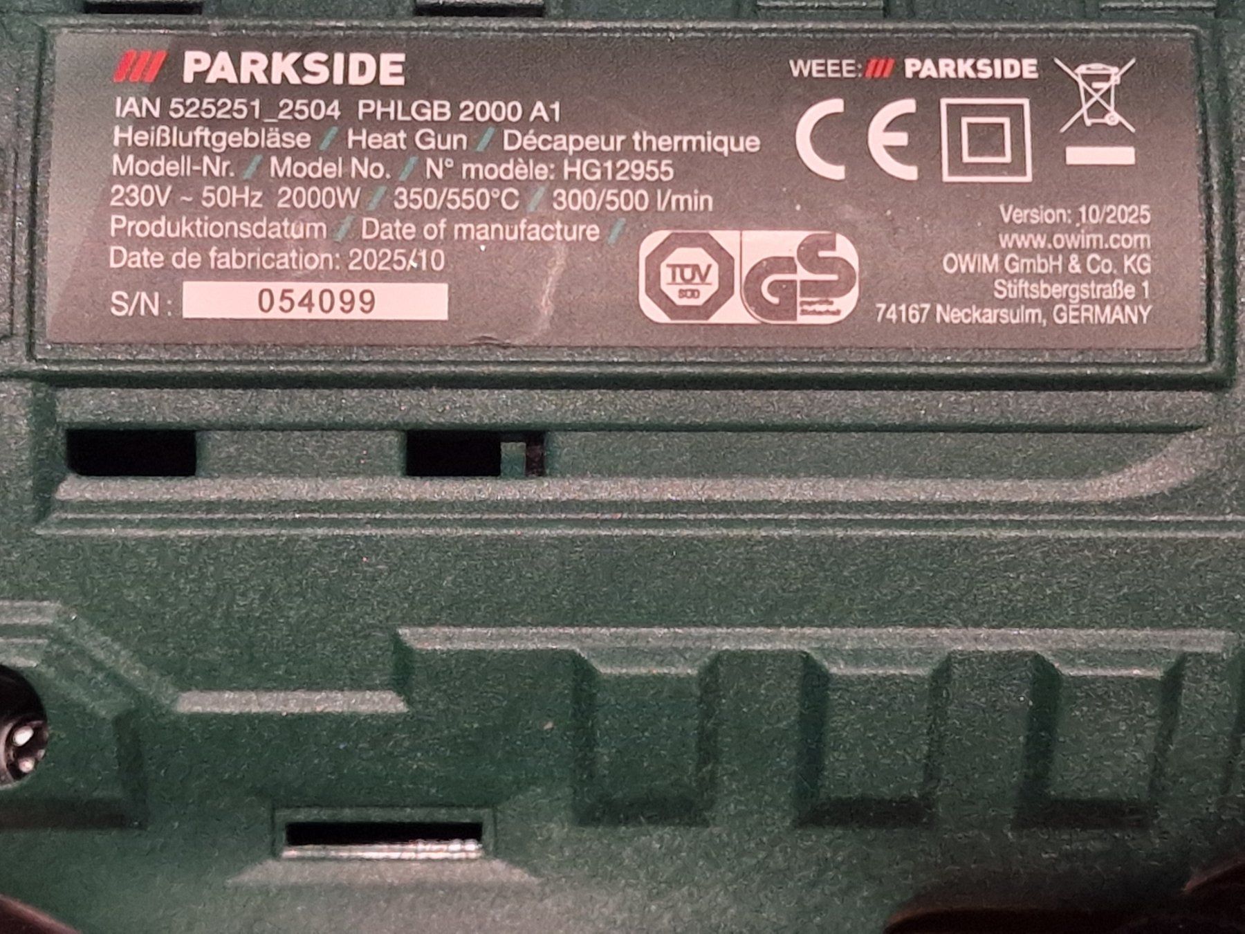 Parkside Tutti gli attrezzi: Heissluftgebläse 2000W – Nuovo e nell'imballaggio originale da Uerkheim venduto da Justi.y 6