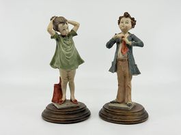 Capodimonte 2 Porzellanfiguren Junge und Mädchen, handbemalt