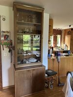 Vintage Vitrinenschrank mit Unterschrank, Holz/Glas