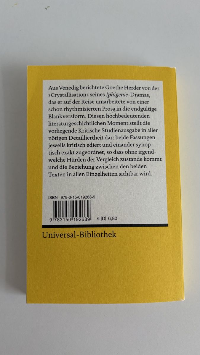 Libri: Goethe Iphigenie auf Tauris buch – Nuovo (secondo la descrizione) da Bern venduto da ece_nxk7 1