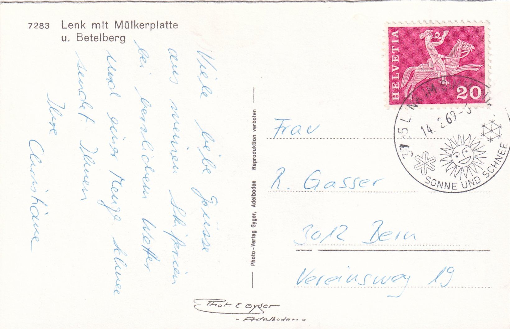 Cartoline postali: Lenk mit Mülkerplatte /mp – Usato da Hombrechtikon venduto da Rudolf07 1