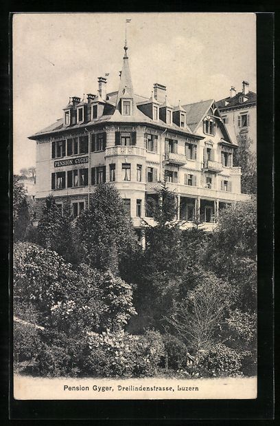 Cartoline postali: Luzern, Pension Gyger, Dreilindenstrasse – Usato da Berlin venduto da bartko-reher