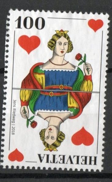Alle Briefmarken: 2018 - Sondermarken "Schweizer Jass" - Herz-Dame – Gebraucht aus Schaffhausen von poststamp