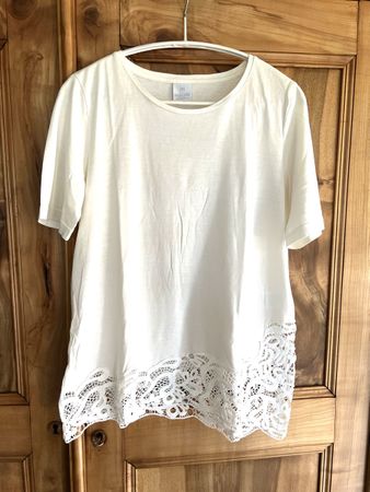 T-shirt Madeleine soie et coton, dentelle, taille 40 NEU👚