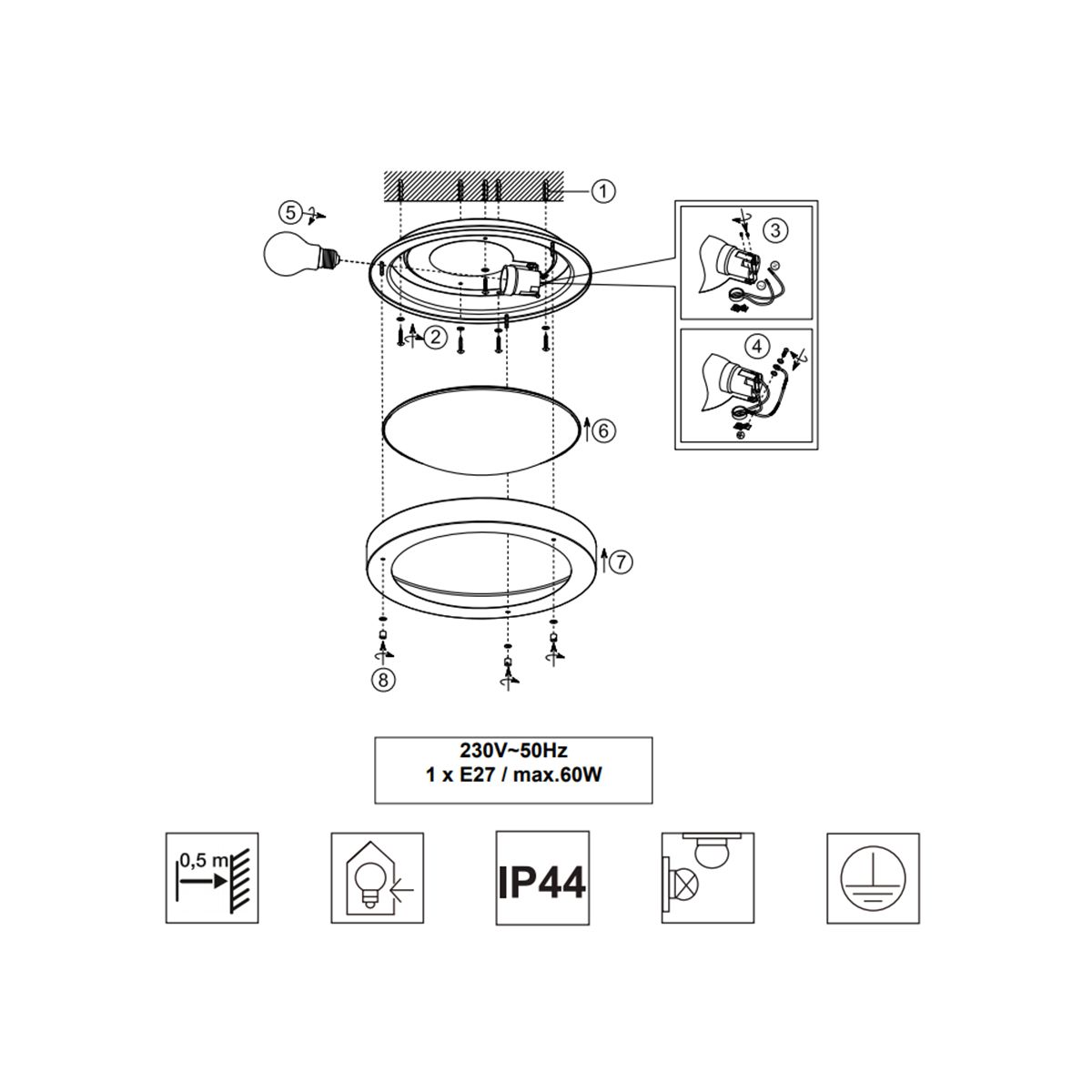 Kronleuchter & Deckenlampen: Deckenleuchte, Weiss, Rund, 31 cm Ø – Neu (gemäss Beschreibung) aus Kreuzlingen von Smart-Light 3