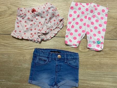 3x Baby-Shorts für Mädchen, Größe 62 🎀