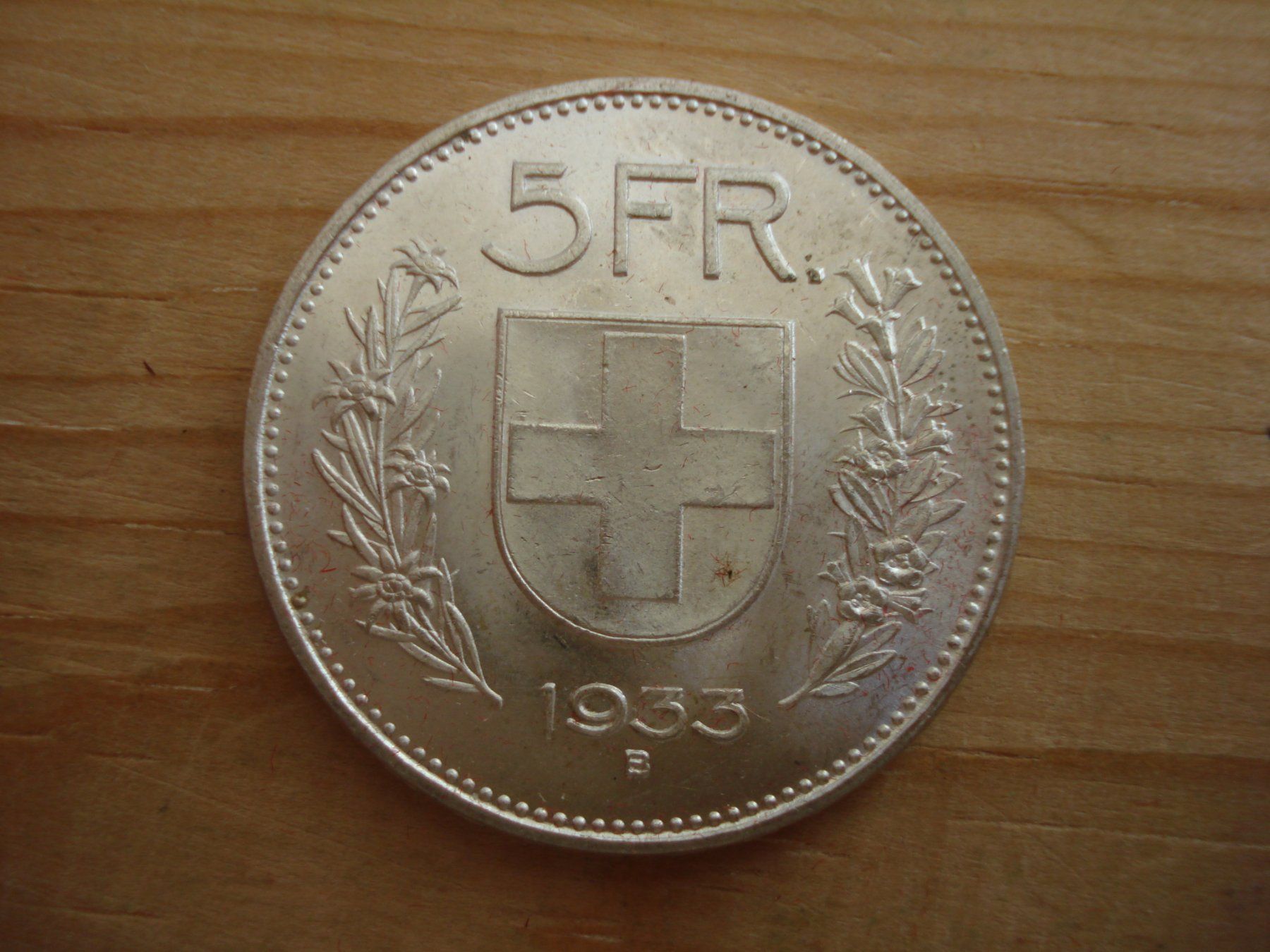 Toutes les monnaies: (S1)  5 Franken 1933 STGL – D'occasion à Erlach par Net-Coins