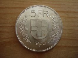 (S1)  5 Franken 1933 STGL